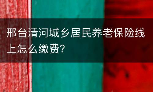 邢台清河城乡居民养老保险线上怎么缴费？