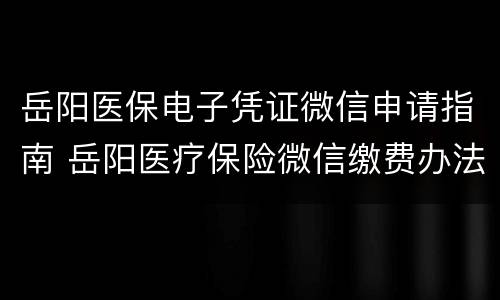 岳阳医保电子凭证微信申请指南 岳阳医疗保险微信缴费办法