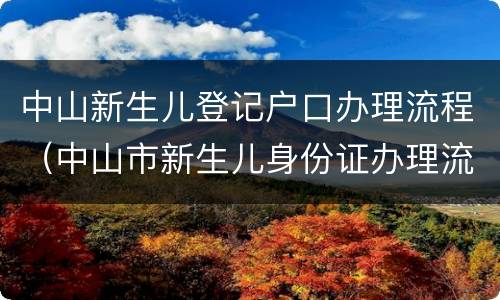 中山新生儿登记户口办理流程（中山市新生儿身份证办理流程）