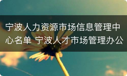 宁波人力资源市场信息管理中心名单 宁波人才市场管理办公室