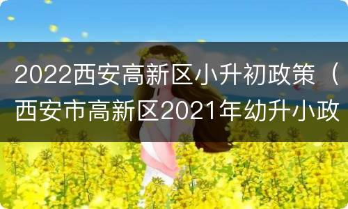 2022西安高新区小升初政策（西安市高新区2021年幼升小政策）