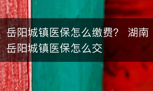 岳阳城镇医保怎么缴费？ 湖南岳阳城镇医保怎么交