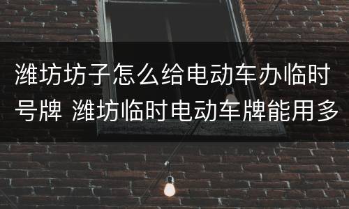 潍坊坊子怎么给电动车办临时号牌 潍坊临时电动车牌能用多久