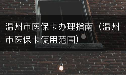 温州市医保卡办理指南（温州市医保卡使用范围）