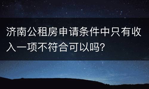 济南公租房申请条件中只有收入一项不符合可以吗？
