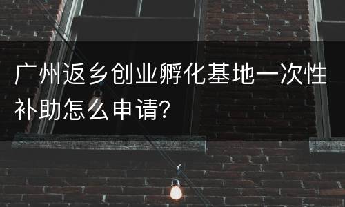 广州返乡创业孵化基地一次性补助怎么申请？