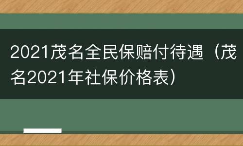 2021茂名全民保赔付待遇（茂名2021年社保价格表）