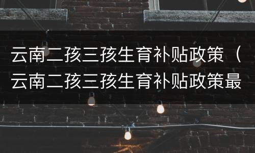 云南二孩三孩生育补贴政策（云南二孩三孩生育补贴政策最新）