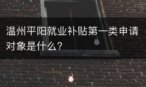 温州平阳就业补贴第一类申请对象是什么?