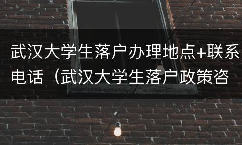 武汉大学生落户办理地点+联系电话（武汉大学生落户政策咨询电话）