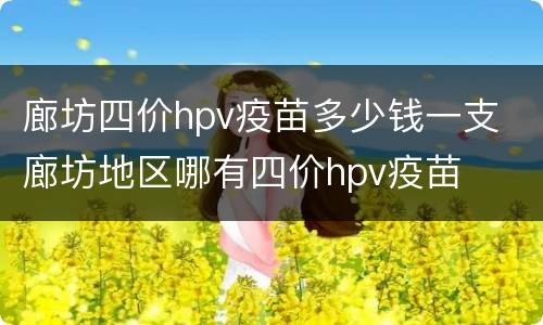 廊坊四价hpv疫苗多少钱一支 廊坊地区哪有四价hpv疫苗