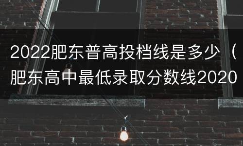 2022肥东普高投档线是多少（肥东高中最低录取分数线2020）