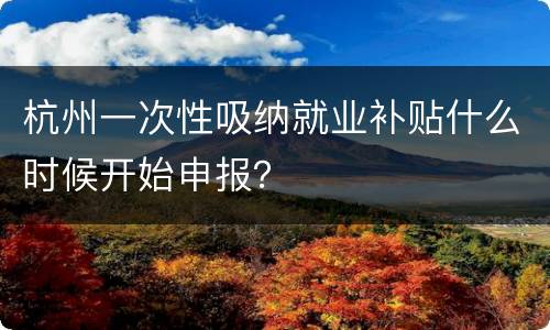 杭州一次性吸纳就业补贴什么时候开始申报？