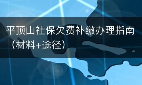 平顶山社保欠费补缴办理指南（材料+途径）