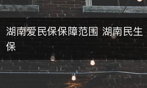 湖南爱民保保障范围 湖南民生保