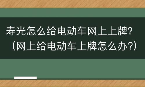 寿光怎么给电动车网上上牌？（网上给电动车上牌怎么办?）