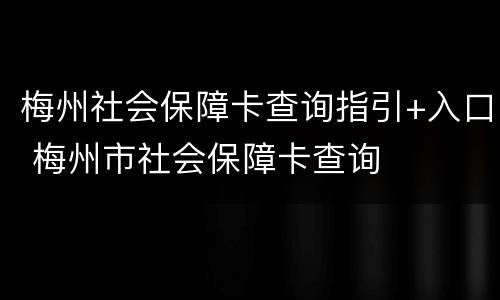 梅州社会保障卡查询指引+入口 梅州市社会保障卡查询
