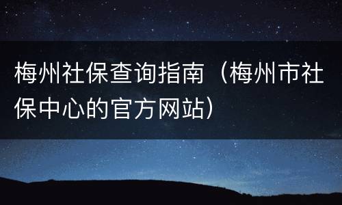梅州社保查询指南（梅州市社保中心的官方网站）