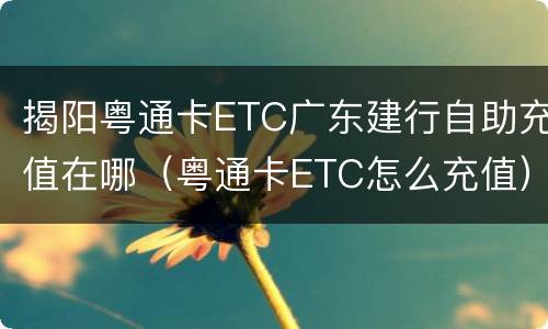 揭阳粤通卡ETC广东建行自助充值在哪（粤通卡ETC怎么充值）