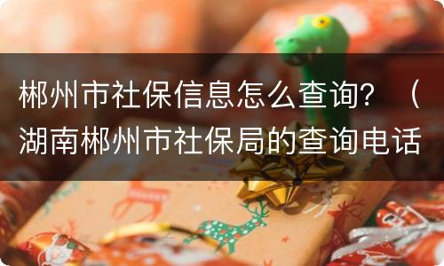 郴州市社保信息怎么查询？（湖南郴州市社保局的查询电话）
