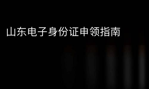 山东电子身份证申领指南