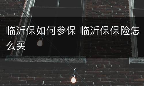 临沂保如何参保 临沂保保险怎么买