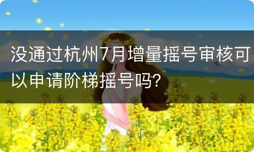 没通过杭州7月增量摇号审核可以申请阶梯摇号吗？