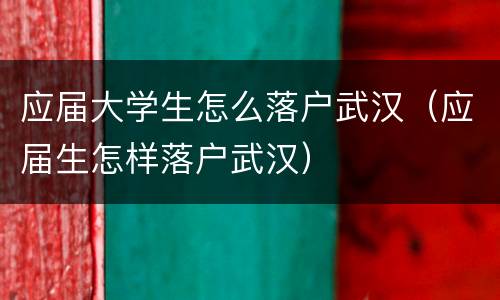 应届大学生怎么落户武汉（应届生怎样落户武汉）