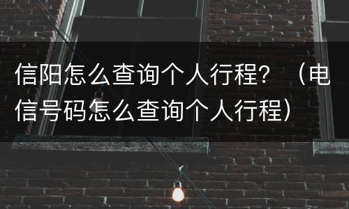 信阳怎么查询个人行程？（电信号码怎么查询个人行程）