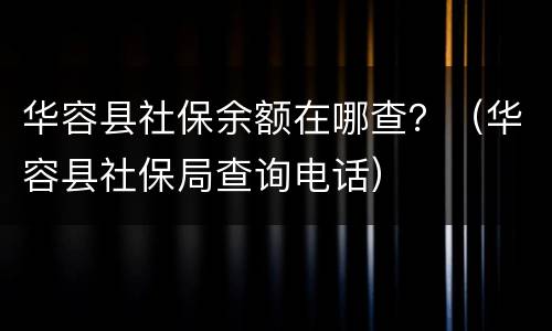 华容县社保余额在哪查？（华容县社保局查询电话）