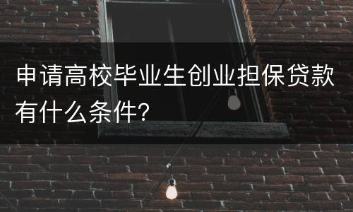 申请高校毕业生创业担保贷款有什么条件？