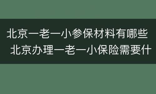 北京一老一小参保材料有哪些 北京办理一老一小保险需要什么材料