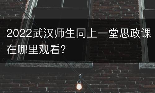 2022武汉师生同上一堂思政课在哪里观看？