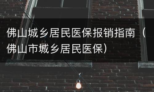 佛山城乡居民医保报销指南（佛山市城乡居民医保）