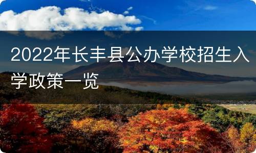 2022年长丰县公办学校招生入学政策一览