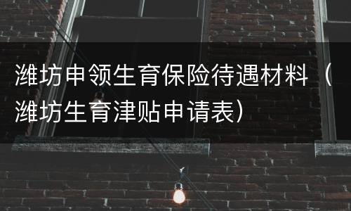 潍坊申领生育保险待遇材料（潍坊生育津贴申请表）