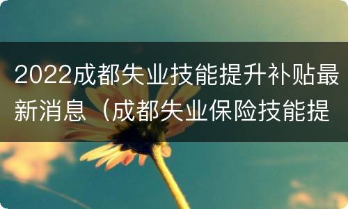 2022成都失业技能提升补贴最新消息（成都失业保险技能提升补贴）