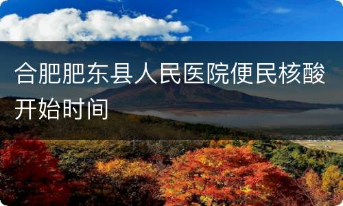 合肥肥东县人民医院便民核酸开始时间