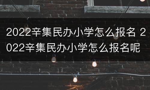 2022辛集民办小学怎么报名 2022辛集民办小学怎么报名呢