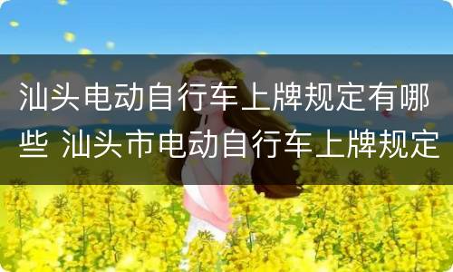 汕头电动自行车上牌规定有哪些 汕头市电动自行车上牌规定