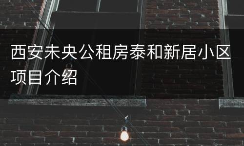 西安未央公租房泰和新居小区项目介绍