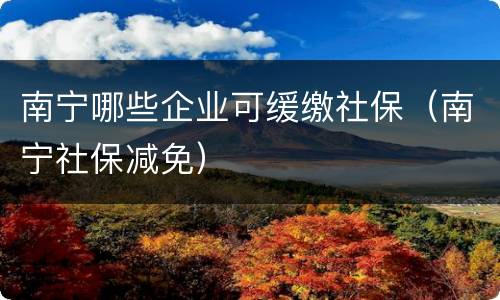 南宁哪些企业可缓缴社保（南宁社保减免）