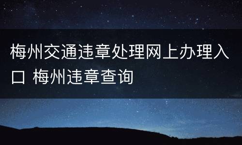 梅州交通违章处理网上办理入口 梅州违章查询