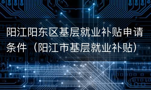 阳江阳东区基层就业补贴申请条件（阳江市基层就业补贴）
