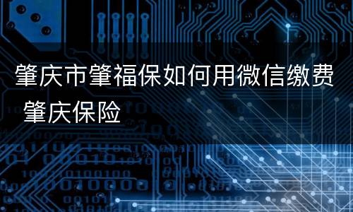 肇庆市肇福保如何用微信缴费 肇庆保险