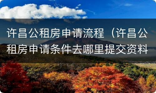 许昌公租房申请流程（许昌公租房申请条件去哪里提交资料）