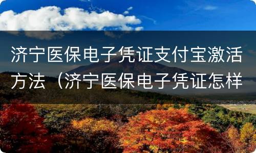 济宁医保电子凭证支付宝激活方法（济宁医保电子凭证怎样激活）
