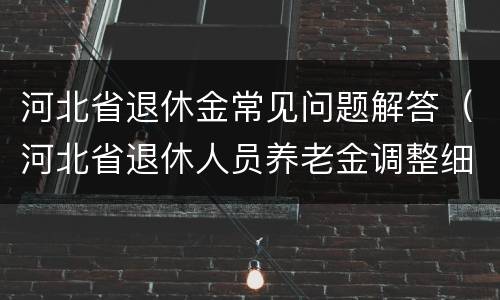河北省退休金常见问题解答（河北省退休人员养老金调整细则）