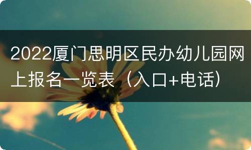 2022厦门思明区民办幼儿园网上报名一览表（入口+电话）