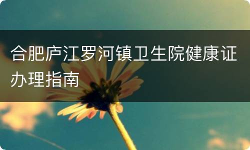 合肥庐江罗河镇卫生院健康证办理指南